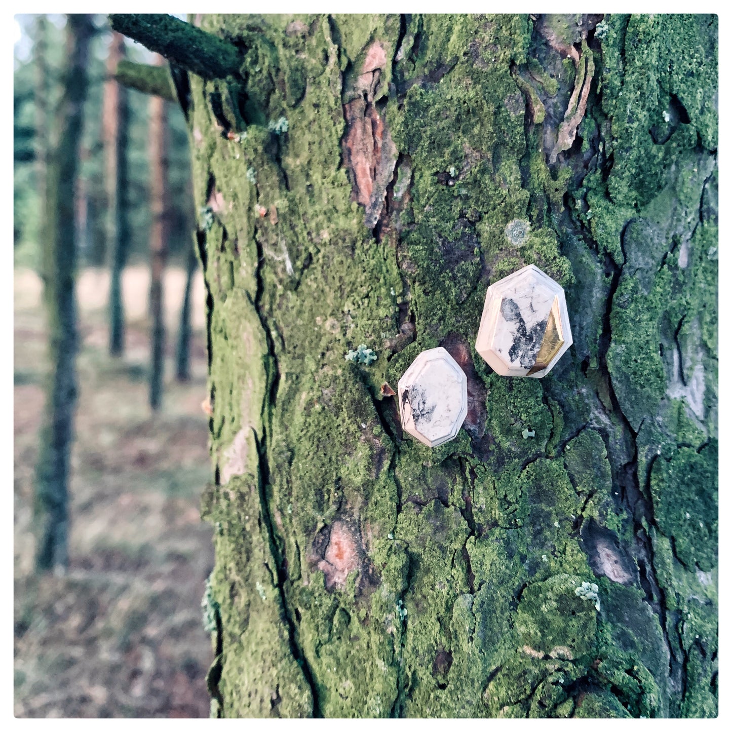 Marble & Gold Porcelain Stud Earrings