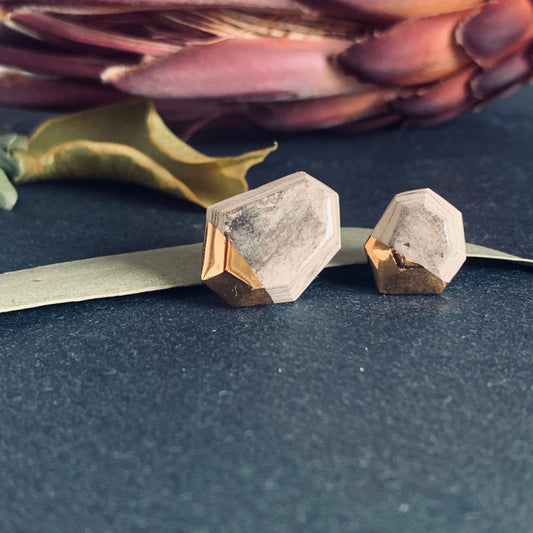 Nagoya Marble & Gold Porcelain Stud Earrings